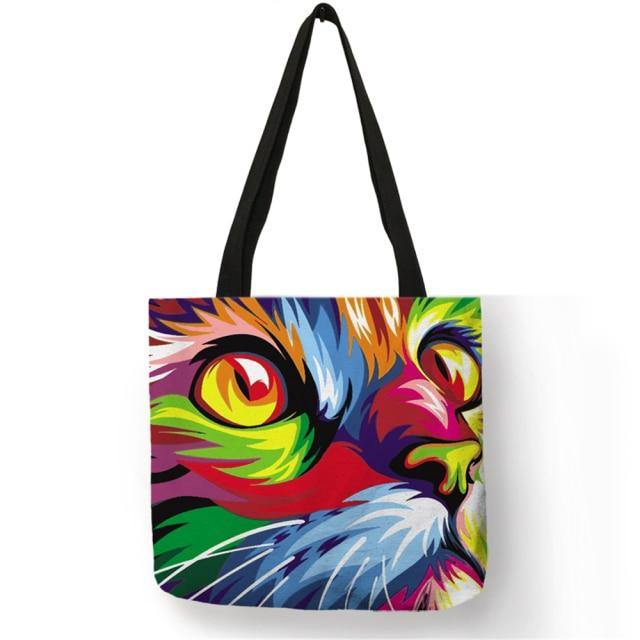  Colorful Cat Tote Bag sold by Fleurlovin, Free Shipping Worldwide