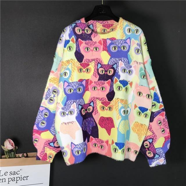  Colorful Kitty Cat Sweater sold by Fleurlovin, Free Shipping Worldwide