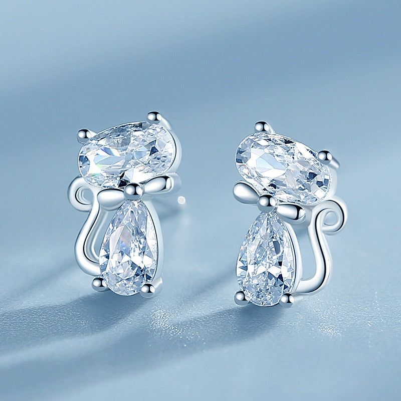  Crystal Cat Stud Earrings sold by Fleurlovin, Free Shipping Worldwide