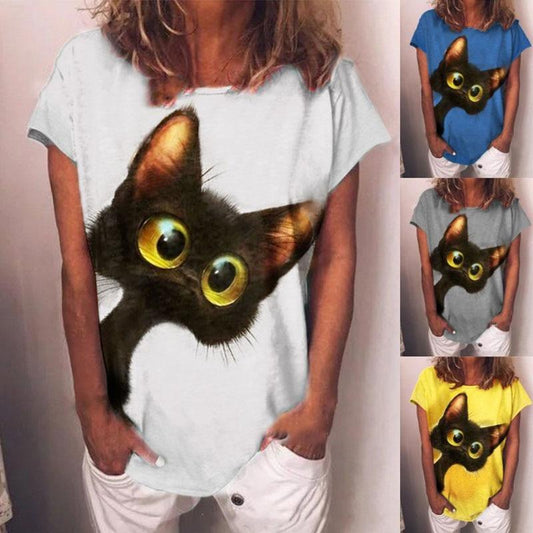  Curious Cat T-Shirt sold by Fleurlovin, Free Shipping Worldwide
