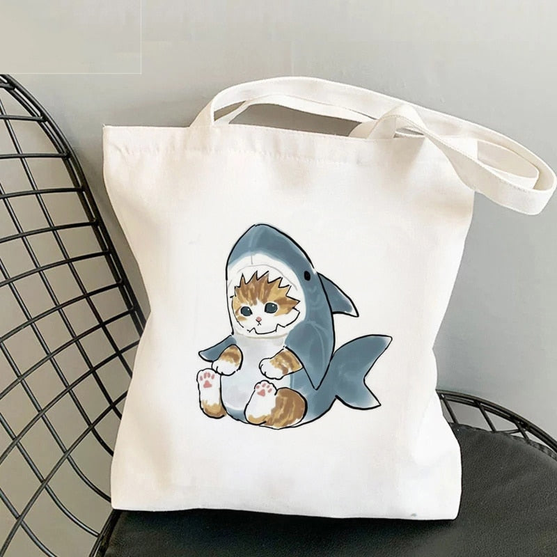 Cute Cat Shark Tote Bag sold by Fleurlovin, Free Shipping Worldwide