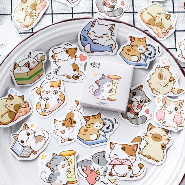  Cute Cat Sticker sold by Fleurlovin, Free Shipping Worldwide