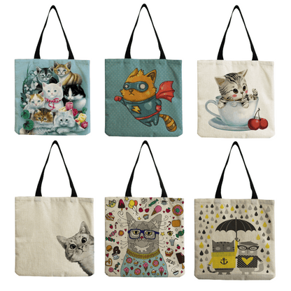  Cute Cat Tote Bag sold by Fleurlovin, Free Shipping Worldwide