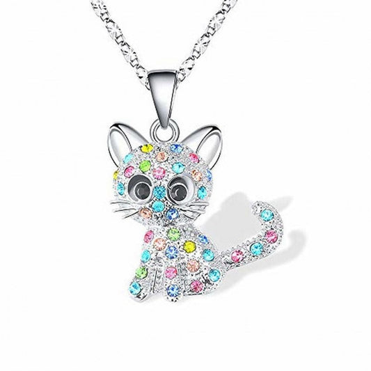  Cute Crystal Cat Necklace sold by Fleurlovin, Free Shipping Worldwide