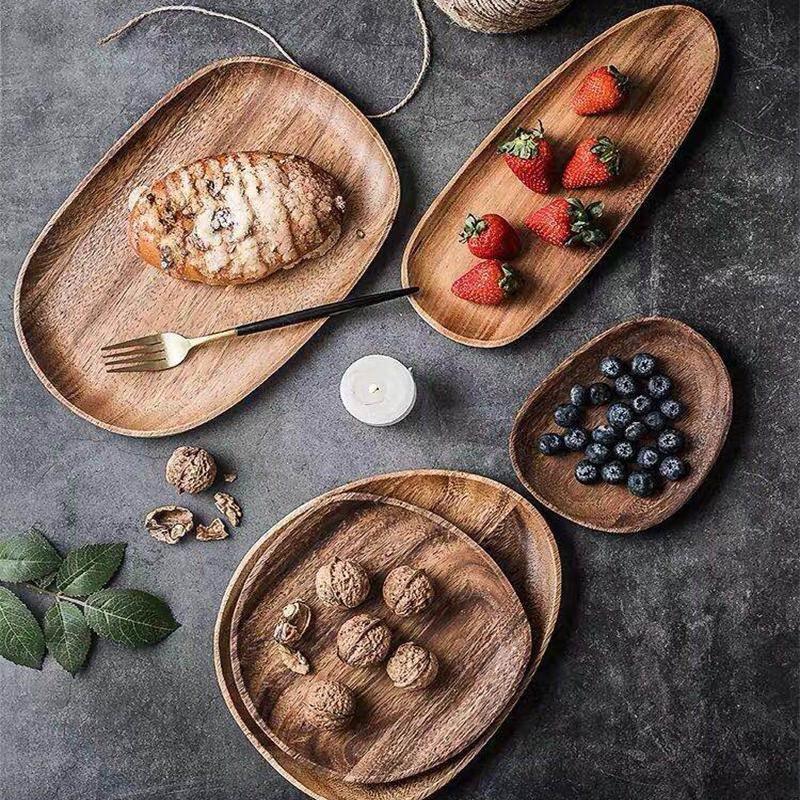 Decorative Trays Acacia Rounded Serving Trays sold by Fleurlovin, Free Shipping Worldwide