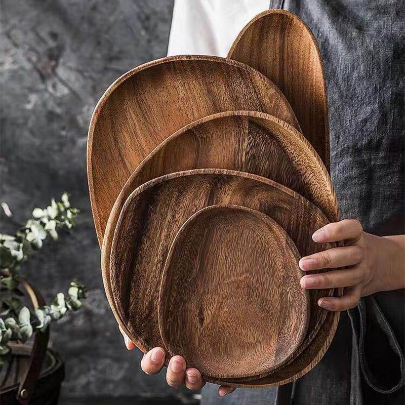 Decorative Trays Acacia Rounded Serving Trays sold by Fleurlovin, Free Shipping Worldwide
