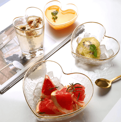 Dinnerware Glass Golden Heart Bowls + Cup sold by Fleurlovin, Free Shipping Worldwide