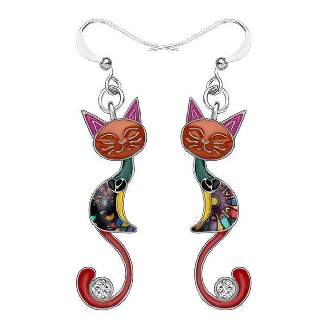  Enamel Cat Earrings sold by Fleurlovin, Free Shipping Worldwide