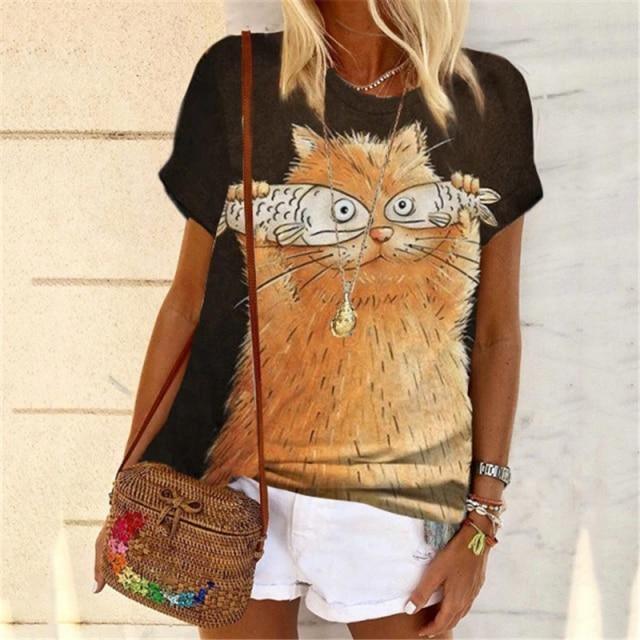  Fish Cat T-Shirt sold by Fleurlovin, Free Shipping Worldwide