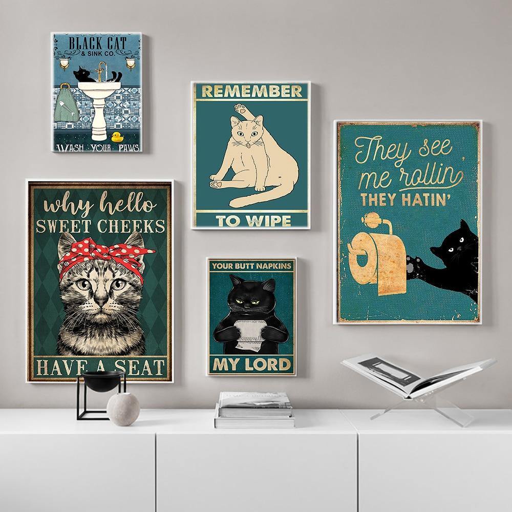  Funny Cat Wall Art sold by Fleurlovin, Free Shipping Worldwide