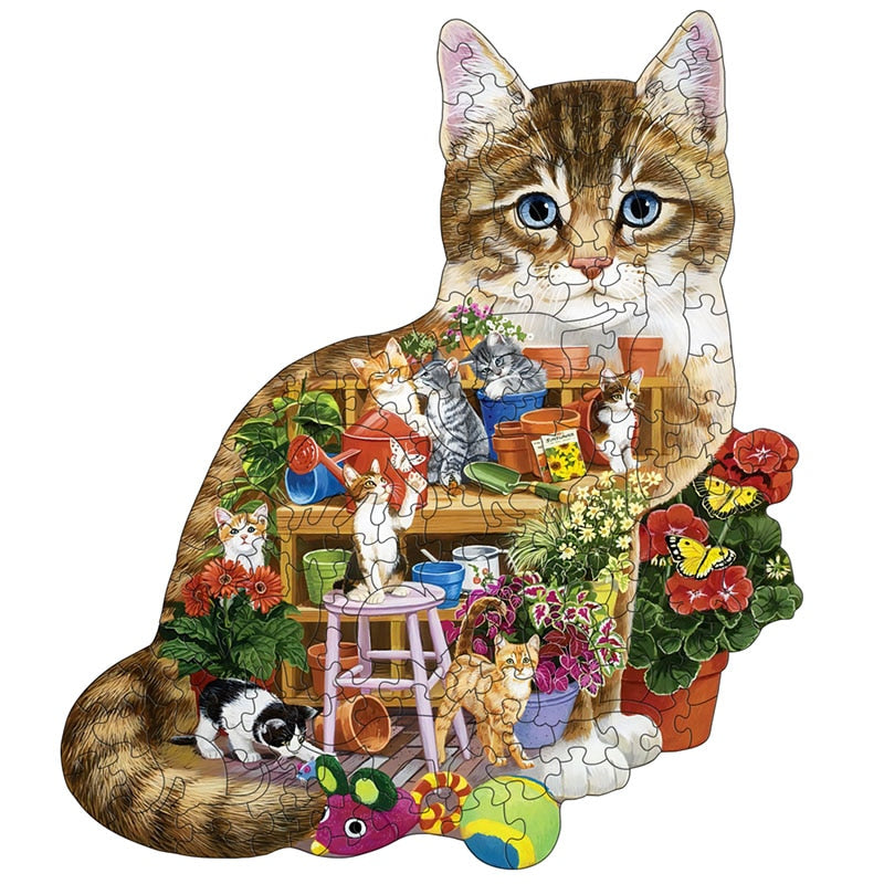  Garden Cat Jigsaw Puzzle sold by Fleurlovin, Free Shipping Worldwide