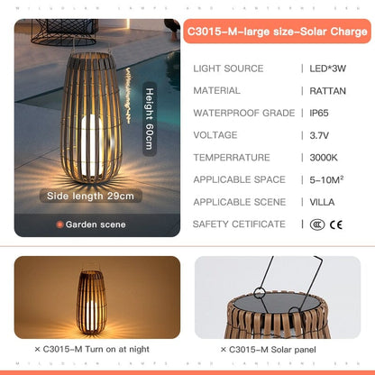 Garden lights Rattan Portable Lantern LED Lights For Garden sold by Fleurlovin, Free Shipping Worldwide