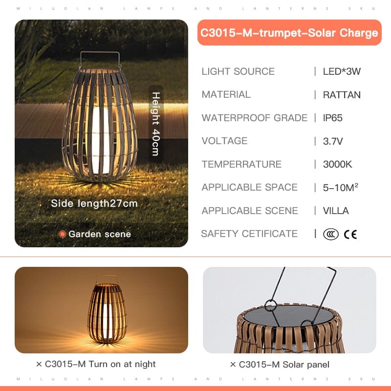 Garden lights Rattan Portable Lantern LED Lights For Garden sold by Fleurlovin, Free Shipping Worldwide