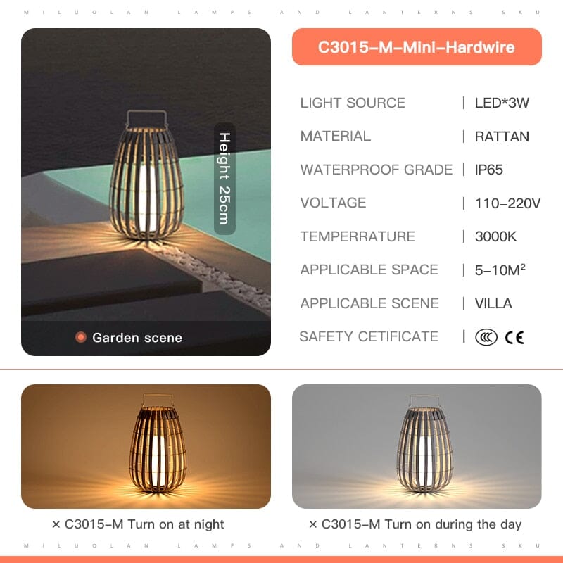 Garden lights Rattan Portable Lantern LED Lights For Garden sold by Fleurlovin, Free Shipping Worldwide