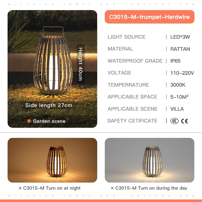 Garden lights Rattan Portable Lantern LED Lights For Garden sold by Fleurlovin, Free Shipping Worldwide