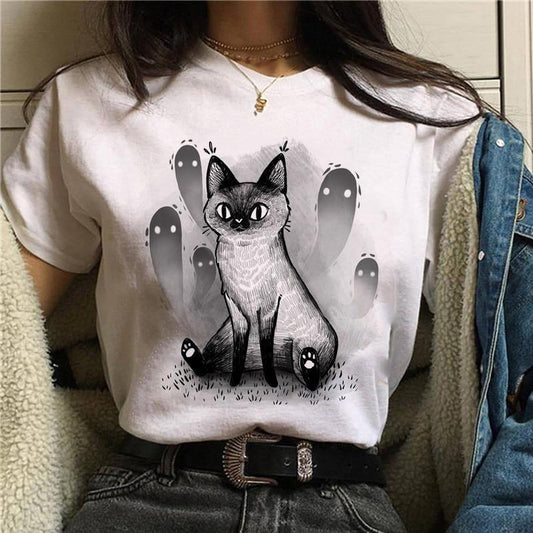  Ghosty Cat T-Shirt sold by Fleurlovin, Free Shipping Worldwide