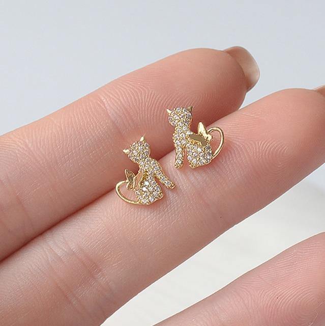  Gold Cat Earrings sold by Fleurlovin, Free Shipping Worldwide