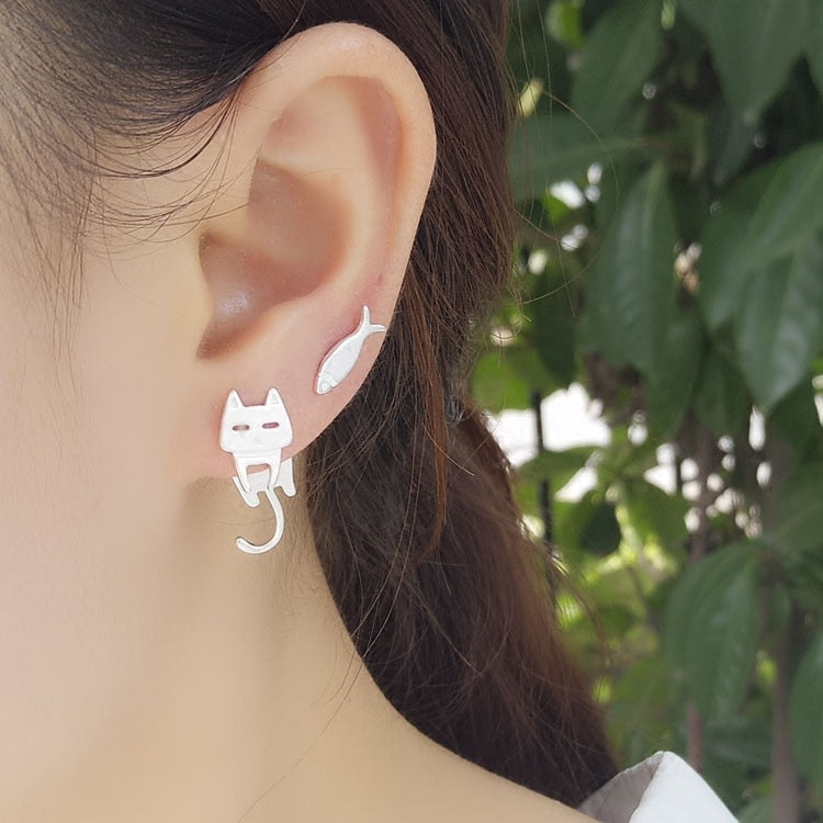  Hanging Cat Fish Stud Earrings sold by Fleurlovin, Free Shipping Worldwide