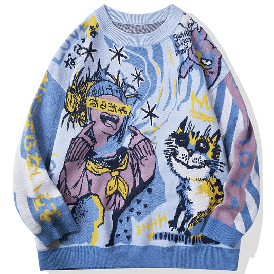  Harajuku Cat Streetwear Sweater sold by Fleurlovin, Free Shipping Worldwide