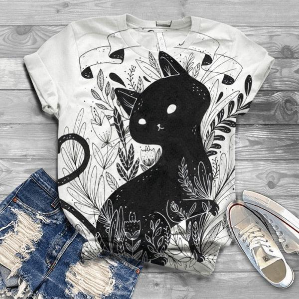  Hollow Black Cat T-Shirt sold by Fleurlovin, Free Shipping Worldwide