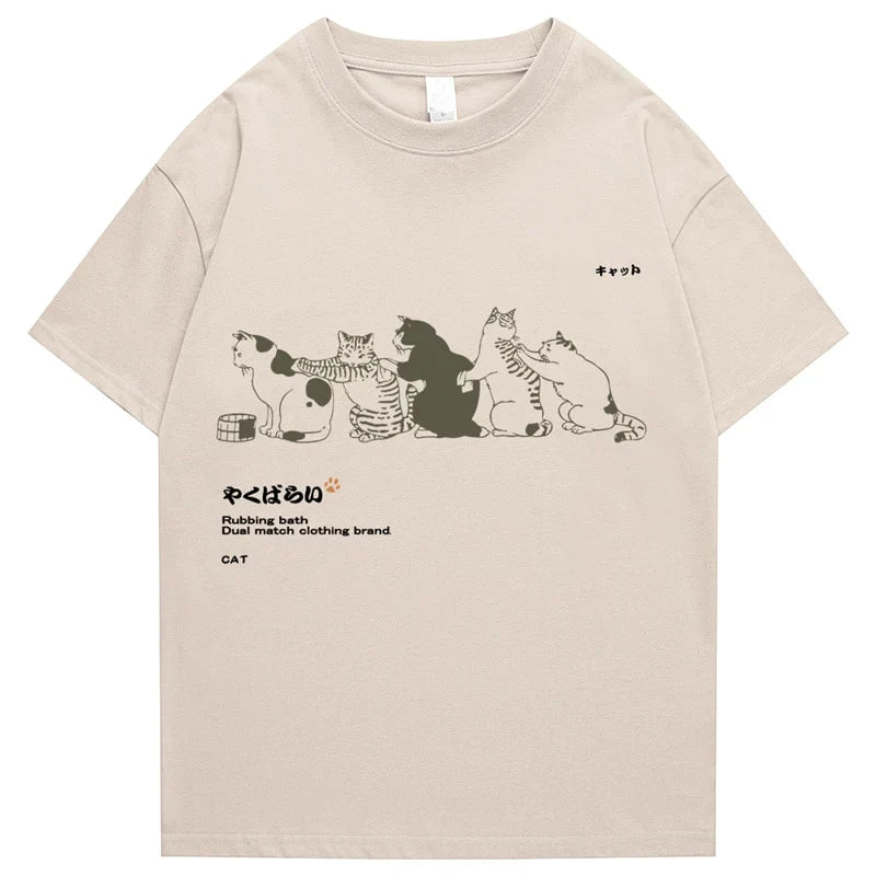  Japanese Streetwear Kanji Harajuku Cat T-Shirt sold by Fleurlovin, Free Shipping Worldwide