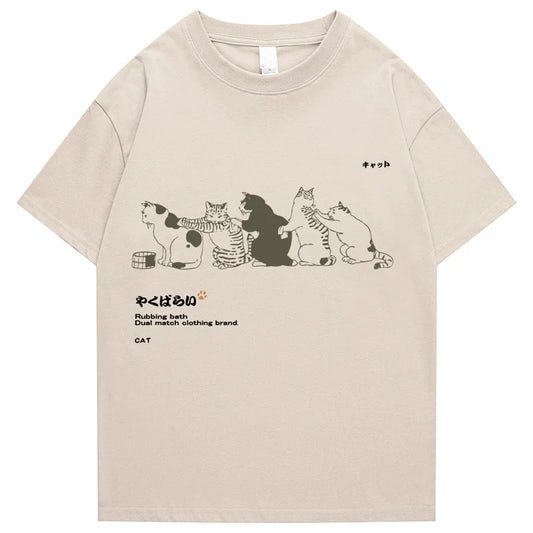  Japanese Streetwear Kanji Harajuku Cat T-Shirt sold by Fleurlovin, Free Shipping Worldwide