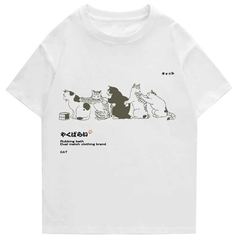  Japanese Streetwear Kanji Harajuku Cat T-Shirt sold by Fleurlovin, Free Shipping Worldwide