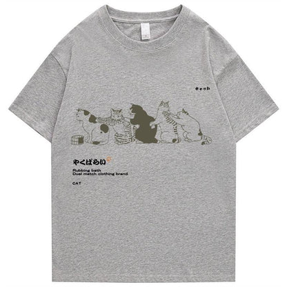  Japanese Streetwear Kanji Harajuku Cat T-Shirt sold by Fleurlovin, Free Shipping Worldwide