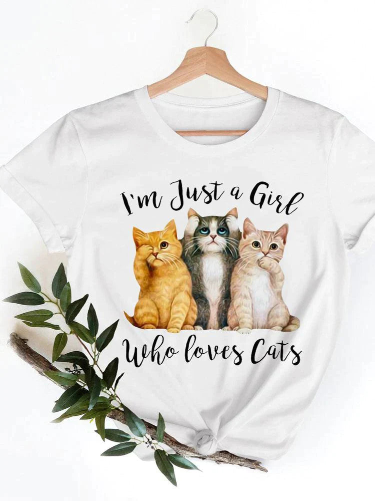  Just A Girl Who Loves Cats T-Shirt sold by Fleurlovin, Free Shipping Worldwide