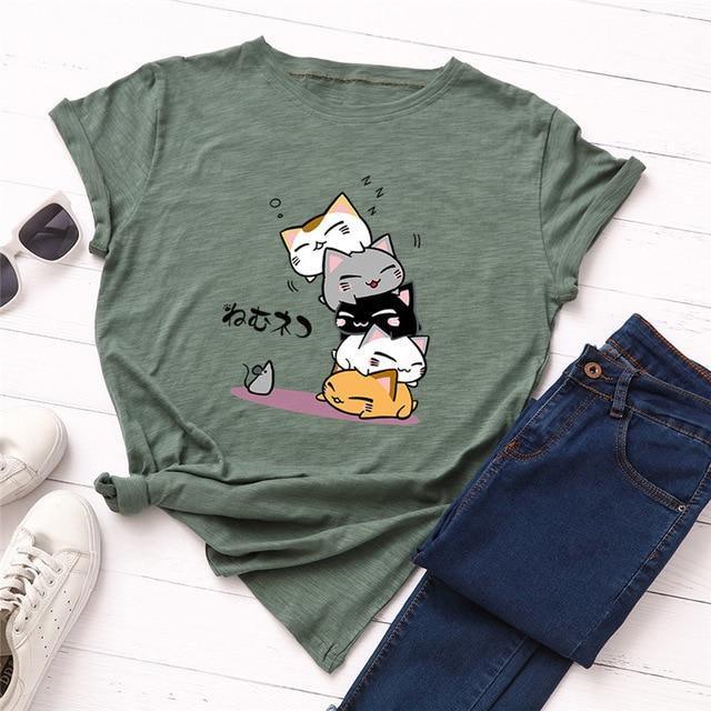  Kawaii Cat T-Shirt sold by Fleurlovin, Free Shipping Worldwide