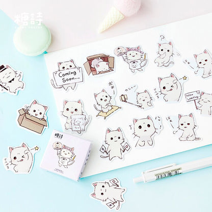  Kawaii White Cat Life Sticker sold by Fleurlovin, Free Shipping Worldwide