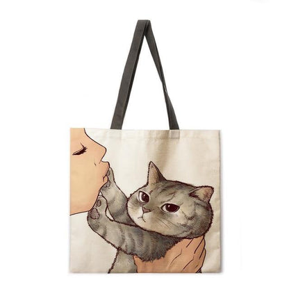  Kiss Cat Tote Bag sold by Fleurlovin, Free Shipping Worldwide