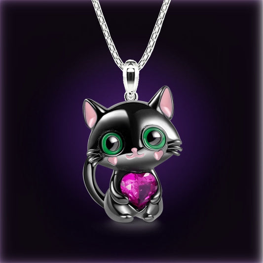  Kitty Crystal Heart Cat Necklace sold by Fleurlovin, Free Shipping Worldwide