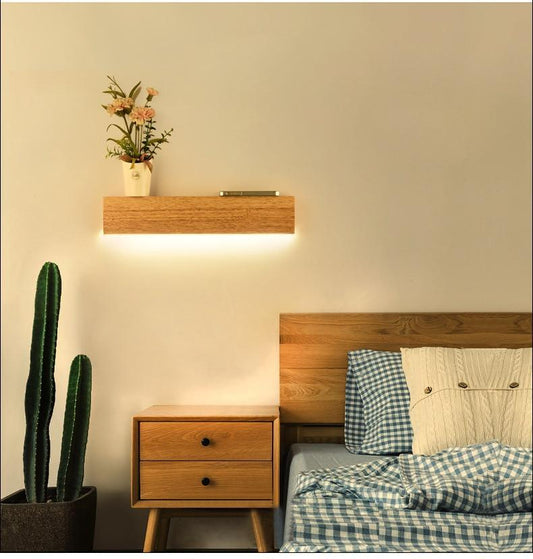 Light Eliana - Modern Wood Oak Shelf & Lamp sold by Fleurlovin, Free Shipping Worldwide