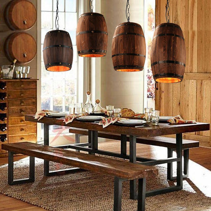 Erato - Hanging Wooden Wine Barrel Light - Premium Light from Fleurlovin Lights - Just $419.95! Shop now at Fleurlovin