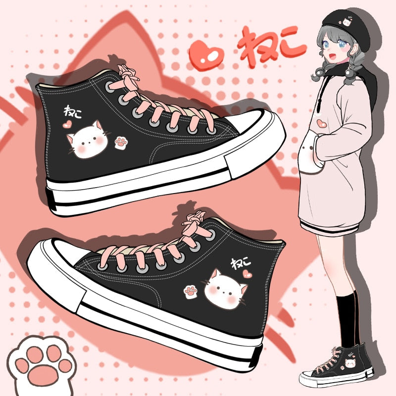  Love Heart Cat & Paw Sneakers sold by Fleurlovin, Free Shipping Worldwide