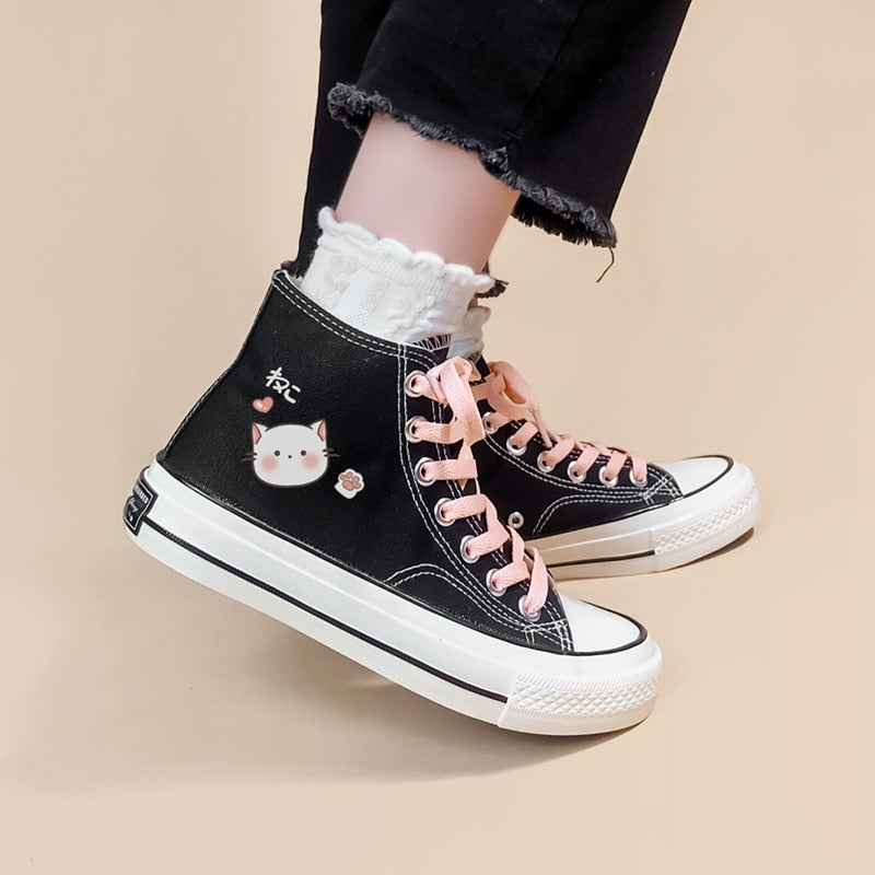  Love Heart Cat & Paw Sneakers sold by Fleurlovin, Free Shipping Worldwide