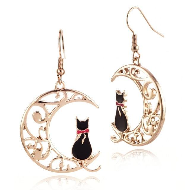  Moon Cat Earrings sold by Fleurlovin, Free Shipping Worldwide