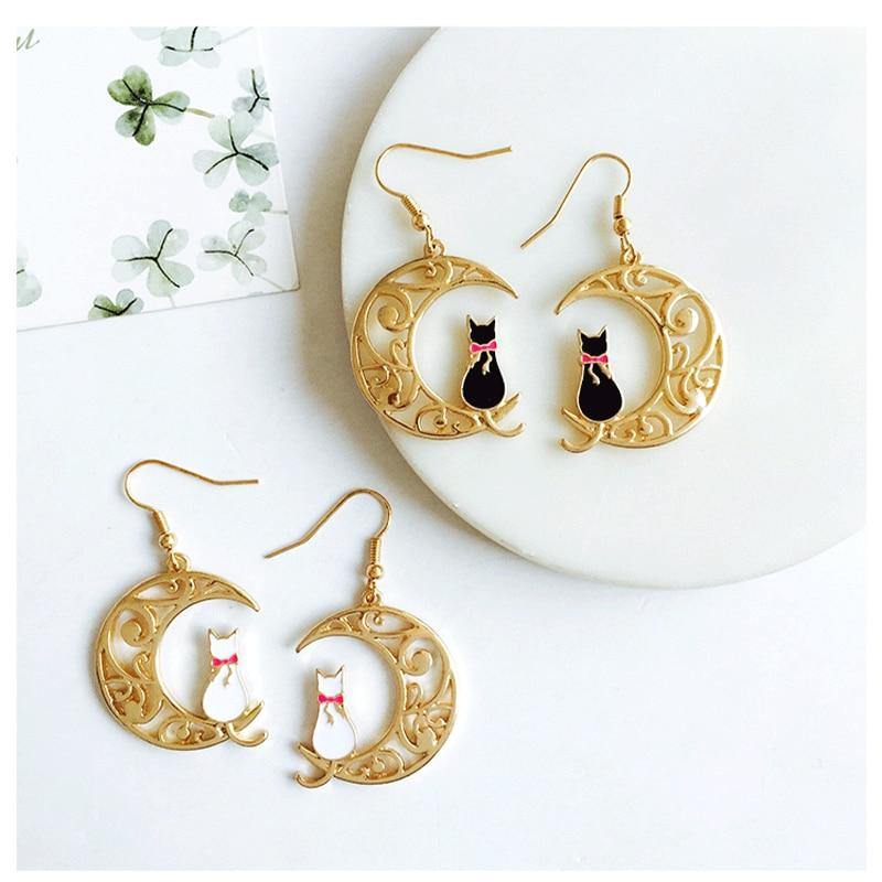  Moon Cat Earrings sold by Fleurlovin, Free Shipping Worldwide