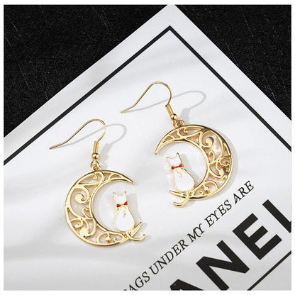  Moon Cat Earrings sold by Fleurlovin, Free Shipping Worldwide