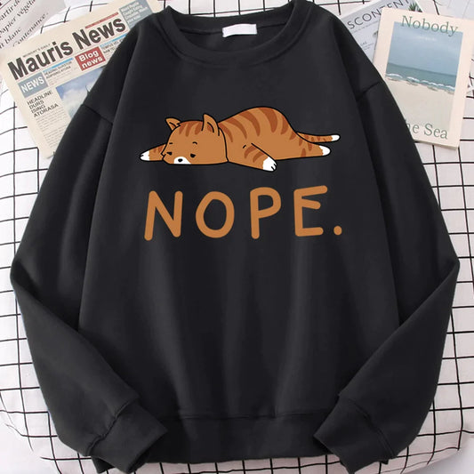  Nope Tired Cat Sweatshirt sold by Fleurlovin, Free Shipping Worldwide