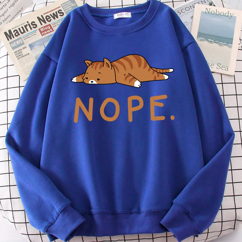  Nope Tired Cat Sweatshirt sold by Fleurlovin, Free Shipping Worldwide