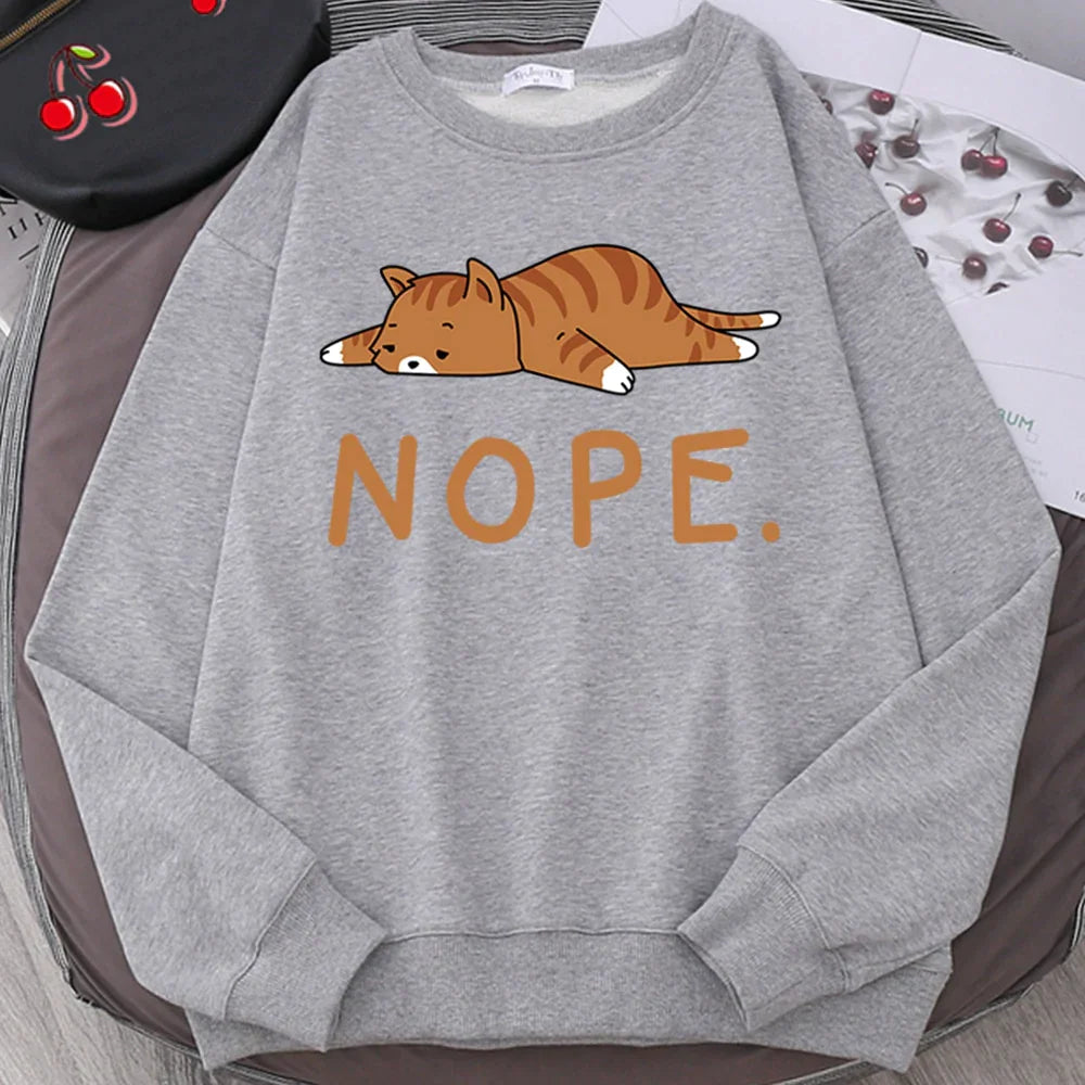  Nope Tired Cat Sweatshirt sold by Fleurlovin, Free Shipping Worldwide