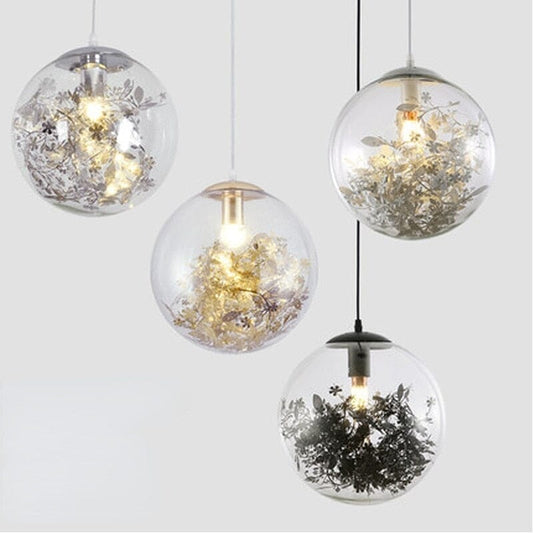 Pendant lights Golden Flower Clear Glass Pendant Lamp sold by Fleurlovin, Free Shipping Worldwide