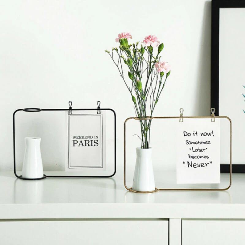 Picture Frames Iron Photo Display Frame with Ceramic Vase and Clips sold by Fleurlovin, Free Shipping Worldwide