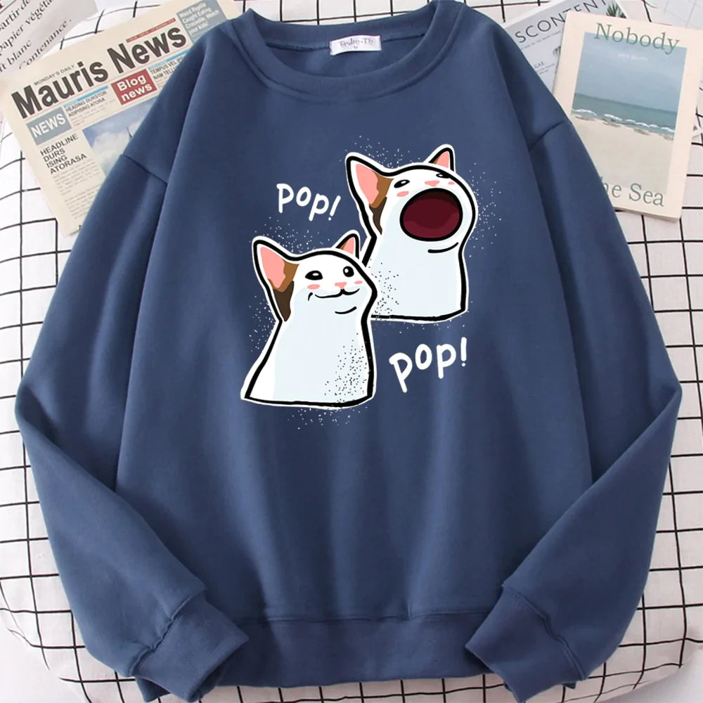  Pop Cat Sweatshirt sold by Fleurlovin, Free Shipping Worldwide