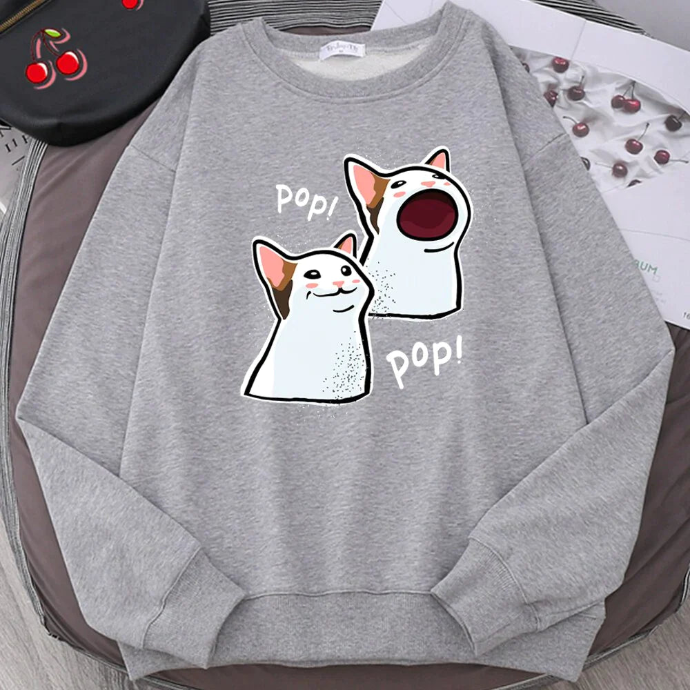  Pop Cat Sweatshirt sold by Fleurlovin, Free Shipping Worldwide