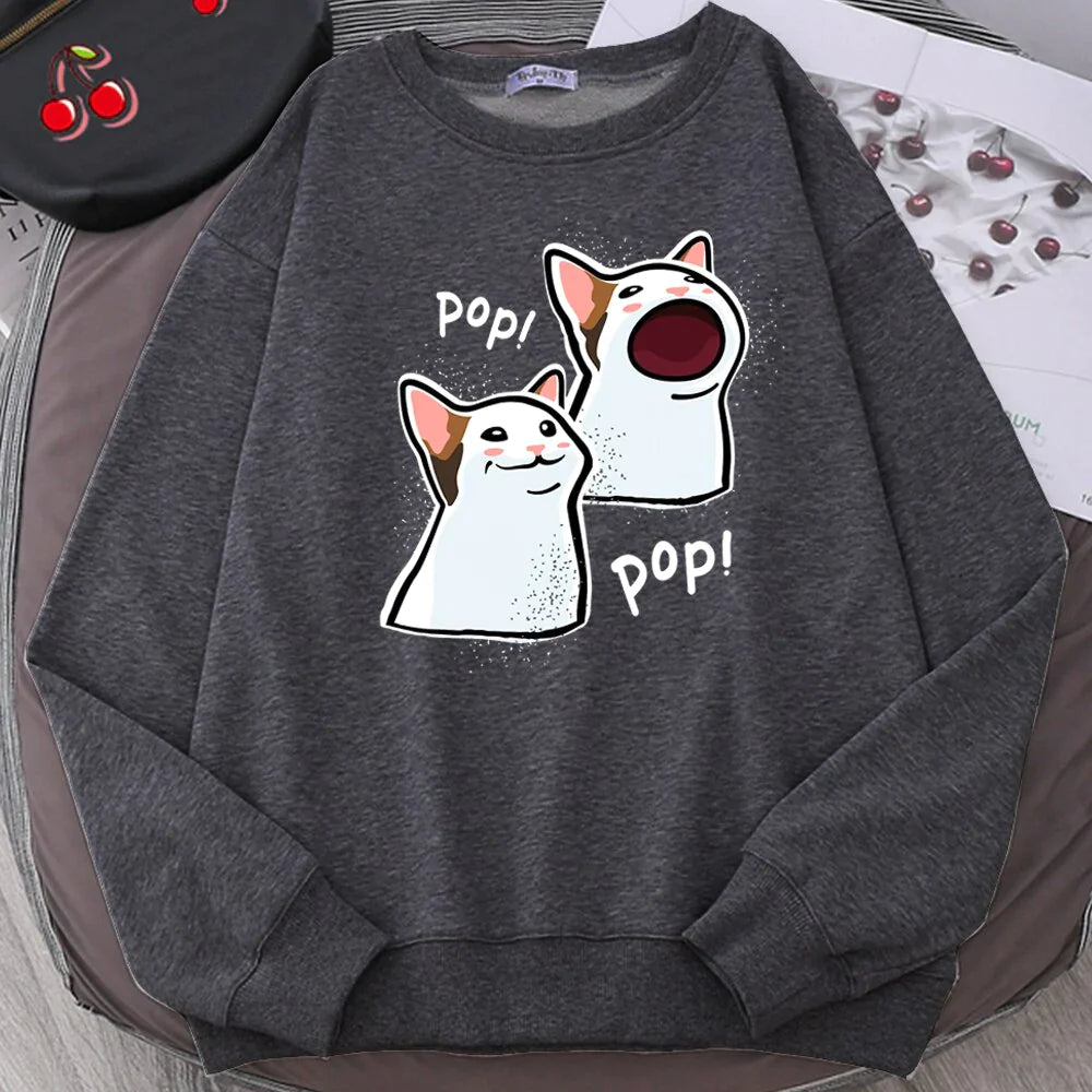  Pop Cat Sweatshirt sold by Fleurlovin, Free Shipping Worldwide