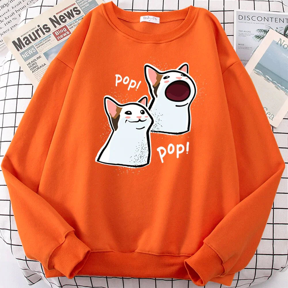  Pop Cat Sweatshirt sold by Fleurlovin, Free Shipping Worldwide