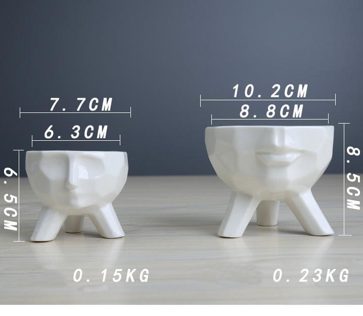 Pots & Planters 2-Piece White Ceramic Face Succulent Planters sold by Fleurlovin, Free Shipping Worldwide